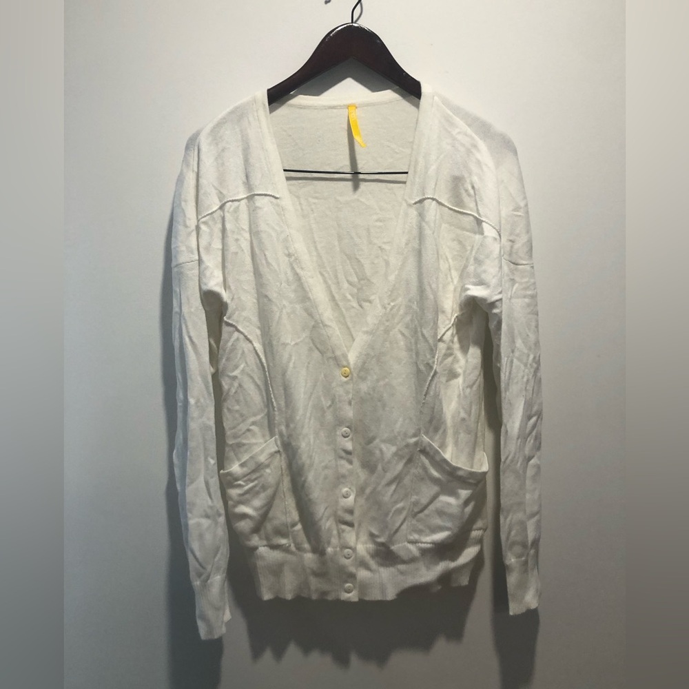 LOFT Cream Knit Top with Yellow Brand Tag
